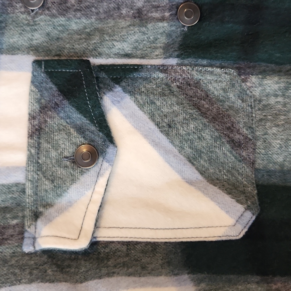 Zara Shacket Button Down Pockets Collar Cozy - image 3